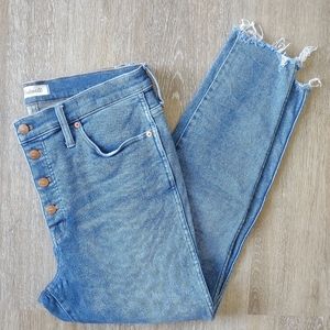 Madewell‎ High Rise Skinny 32 Jeans Copper Button Front Raw Edges Stretch